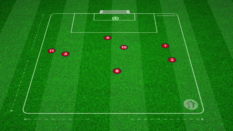 Touchtight animation of a team's attacking shape